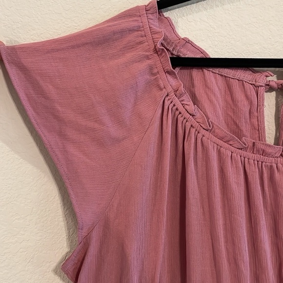 Torrid Women Peplum Top 3X Pink Tie Back Stretch Ruched Waist Short Sleeve - Picture 9 of 17